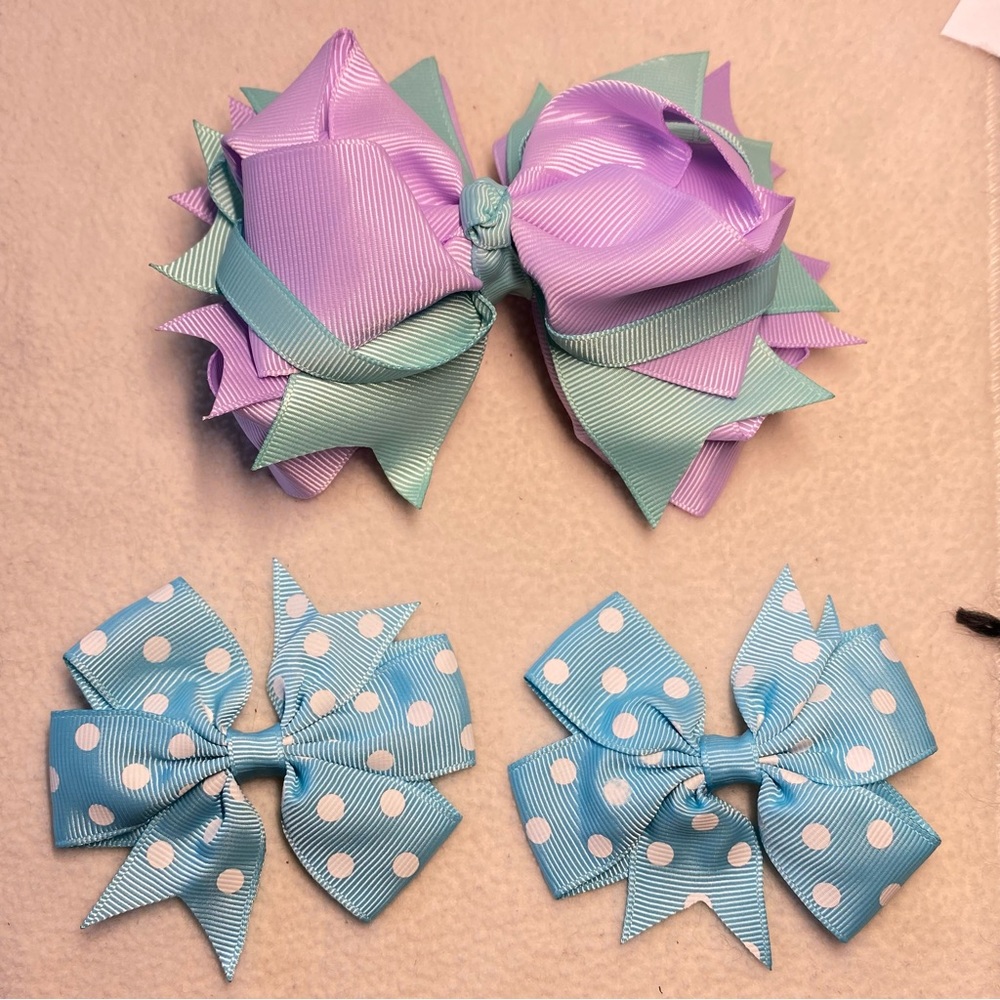 DISNEY INSPIRED 🎀 HAND-CRAFTED GROSGRAIN HEADBOW RIBBON with TWO HAIR CLIPS